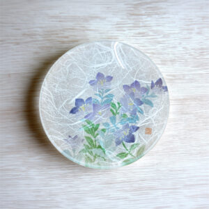 加賀友禅｜工房久恒<br>四季プレート（丸小皿・和紙）<br>【桔梗】