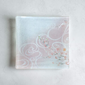 加賀友禅｜工房久恒<br>四季プレート（角小皿・布）【桜】